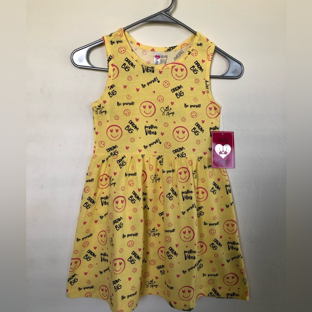 MISS PINK Size 6X Girls Sleeveless Sun Dress Beautiful Inspirational Print New